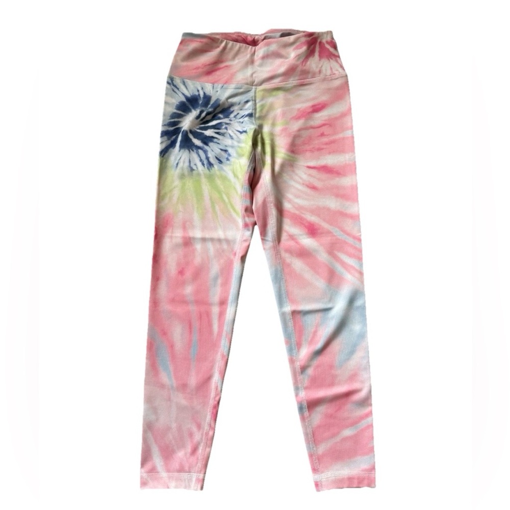 Zelos Pink White Blue & Green Tie Dye High Rise Workout Ankle Leggings Size S